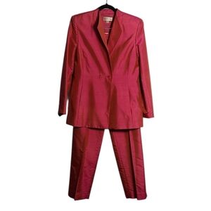 TROUSERS NEW YORK Pink/Orange 100% Silk Pant Suit Set Size 4